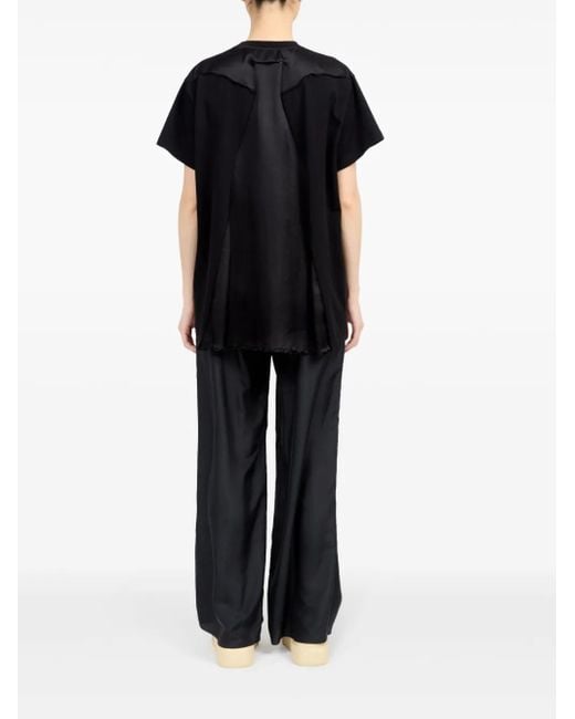 MM6 by Maison Margiela Black Cotton T-Shirt With Logo Patch