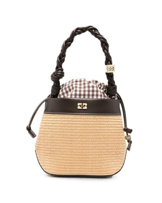 Ganni Natural Bou Braided-Strap Bucket Bag