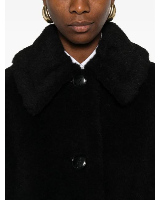 Max Mara Black Teddy-Cape mit drei Knöpfen