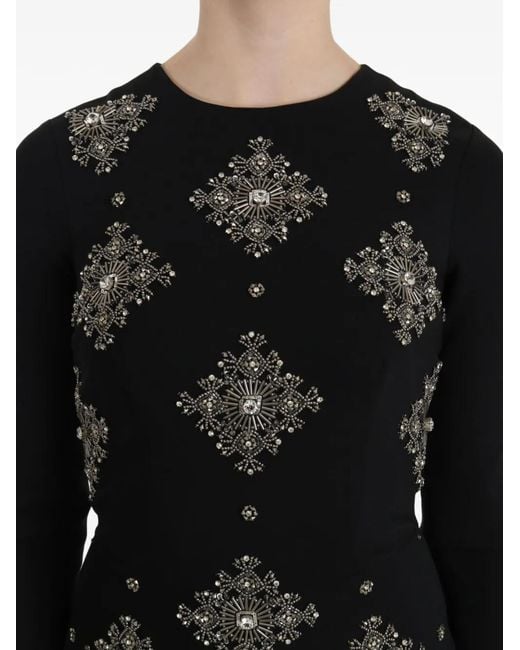 John Richmond Black Crystal-Embellished Mini Dress