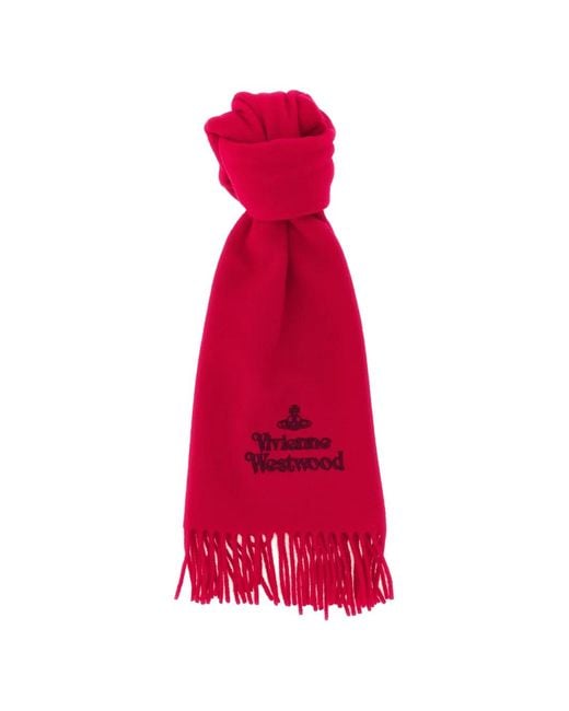 Vivienne Westwood Orb Embroidered Fringed Scarf