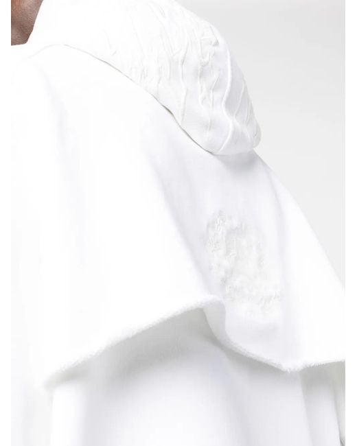 Givenchy White Layered Drawstring Cotton Hoodie for men