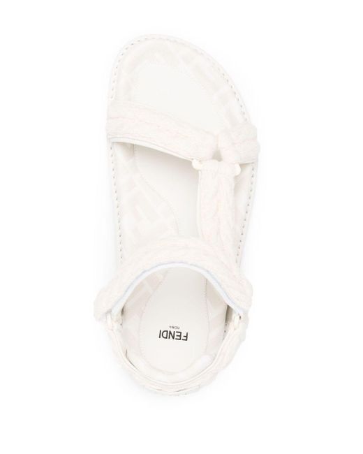 Fendi White Feel Braided Flat Sandals