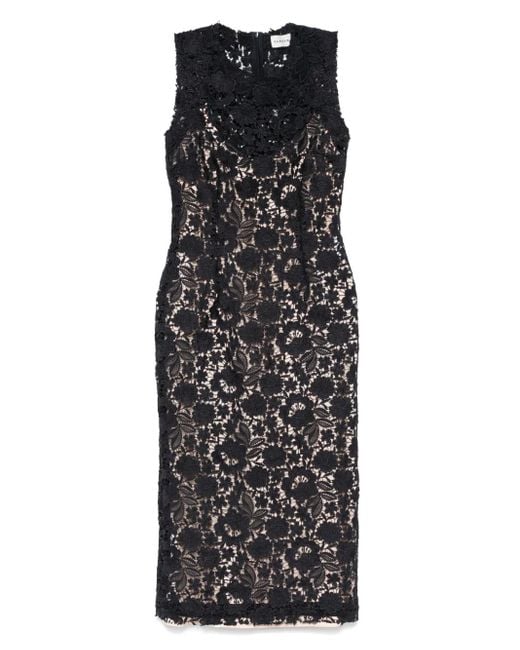 P.A.R.O.S.H. Black Peonia Midi Dress