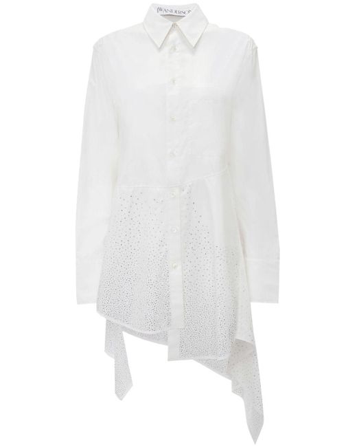 J.W. Anderson White Crystal-embellished Asymmetric Shirt