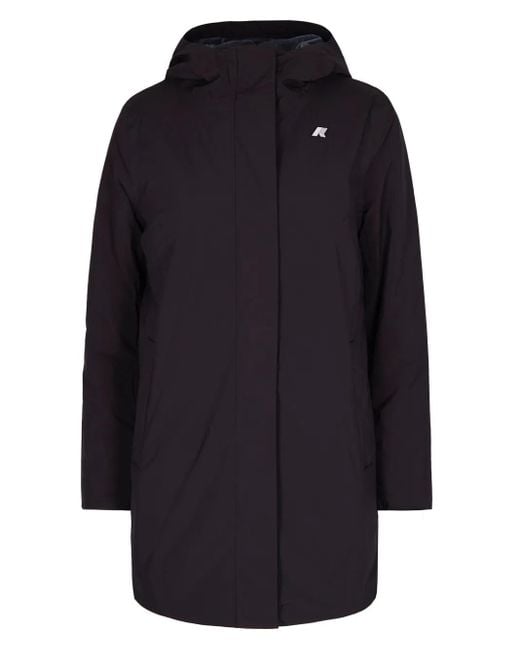 K-Way Blue Sophie Hooded Logo-Patch Jacket