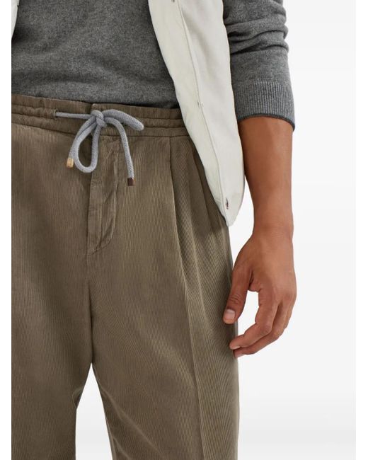 Brunello Cucinelli Green Cotton Straight-Leg Trousers for men