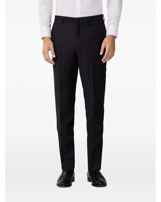 Hackett Black Pressed-Crease Tailored Trousers for men