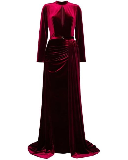 Saiid Kobeisy Red Velvet Long Dress