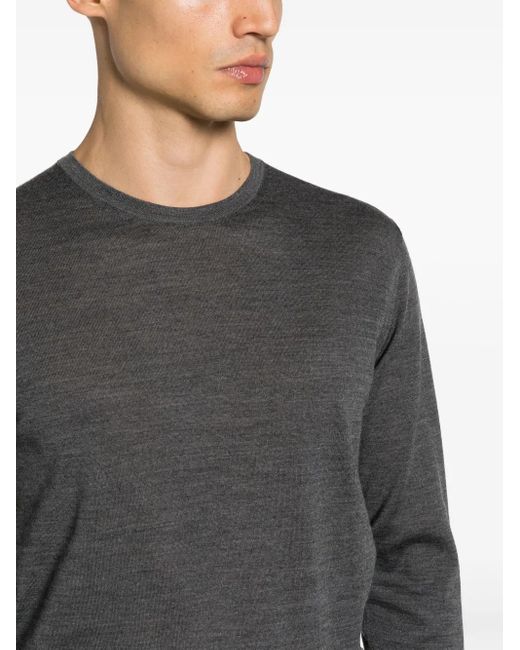 MODES GARMENTS Gray Fine-Knit Merino Wool Jumper for men