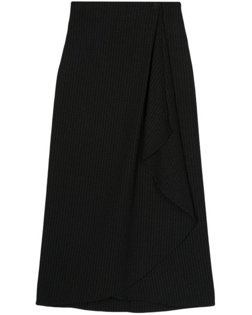 Bimba Y Lola Black Check-pattern Wrap-design Midi Skirt