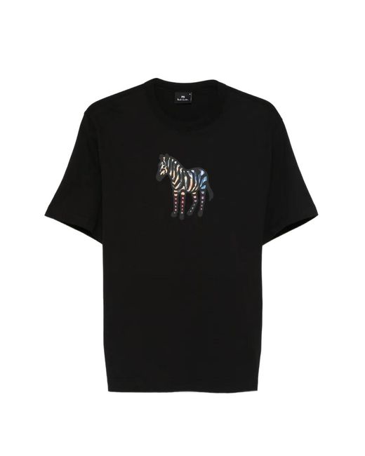 Paul Smith Black Zebra-Print T-Shirt for men