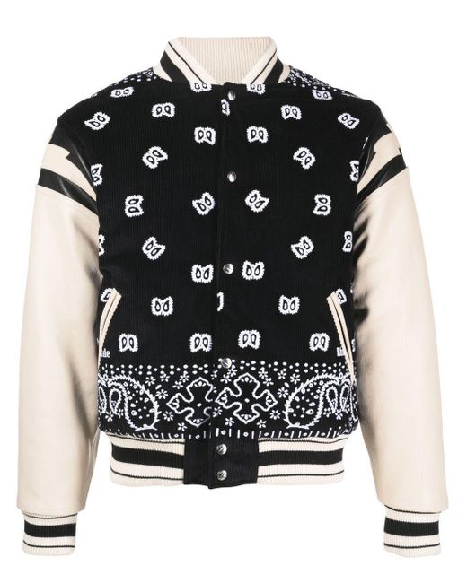 Rhude Cotton Bandanaprint Bomber Jacket in Black for Men Lyst UK