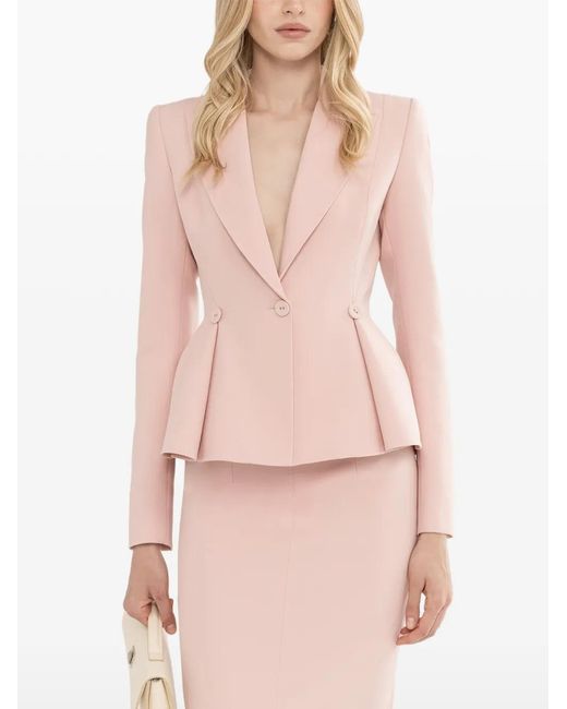 Nissa Pink High-Waisted Pencil Midi Skirt