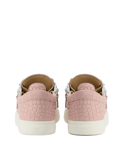 Giuseppe Zanotti Pink Gail Crocodile-Effect Sneakers