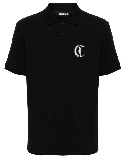 Polo à logo brodé Just Cavalli pour homme en coloris Black