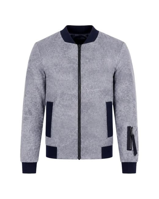 Nicolo' Beretta Blue Textured-Finish Bomber Jacket for men