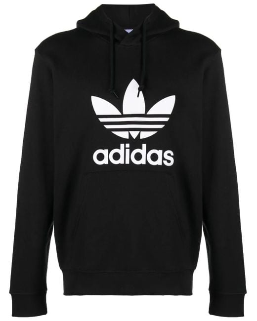 Adidas Black Logo-Print Cotton Hoodie for men