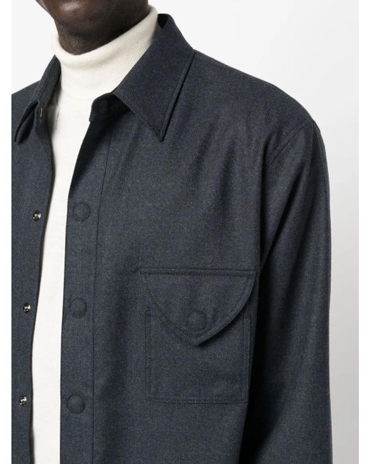 Giorgio Armani Blue Wool Shirt Jacket for men