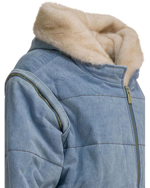 Max & Moi Blue Deva Hooded Down Jacket