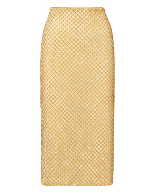 Veronica Beard Yellow Beaded Midi Skirt