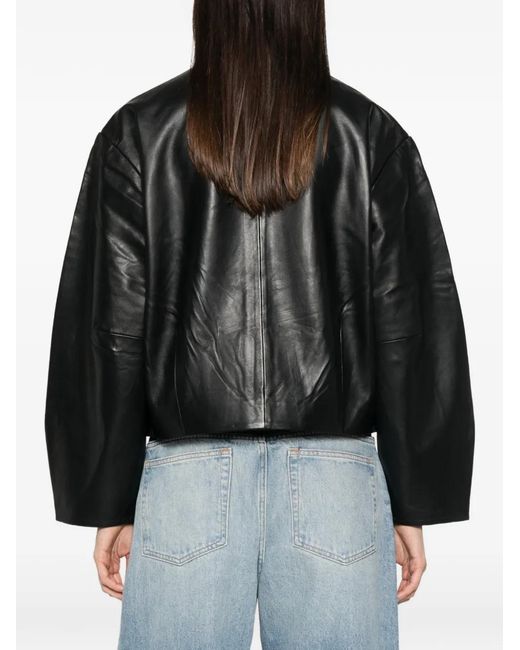 St. Agni Black Cocoon Leather Jacket