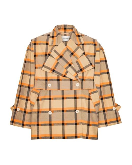 Henrik Vibskov Natural Checked Double-Breasted Jacket for men