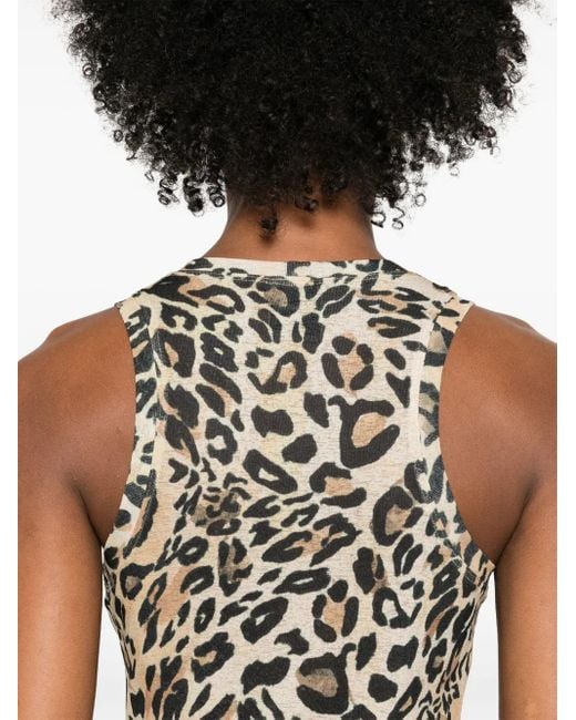 Nanushka Black Anneke Leopard-Print Tank Top