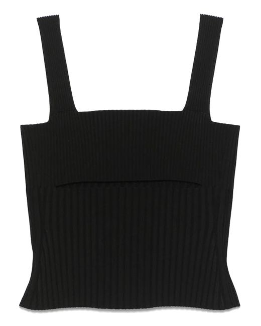 Nude Black Ribbed Tank Top