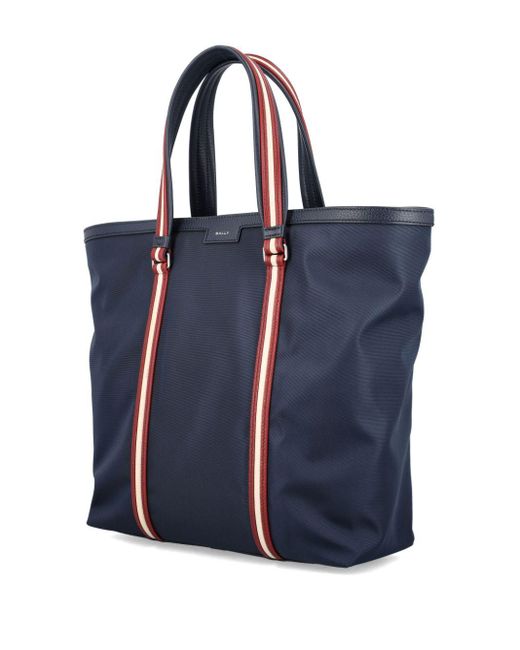 Bally Blue Logo-print Stripe-detail Tote Bag for men