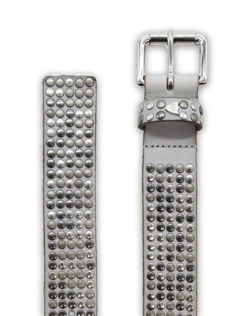 HTC White Stud-Embellished Leather Belt for men