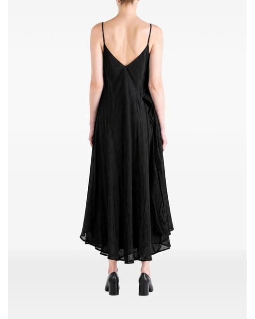 Marc Le Bihan Black Lace-Trim Gathered Dress
