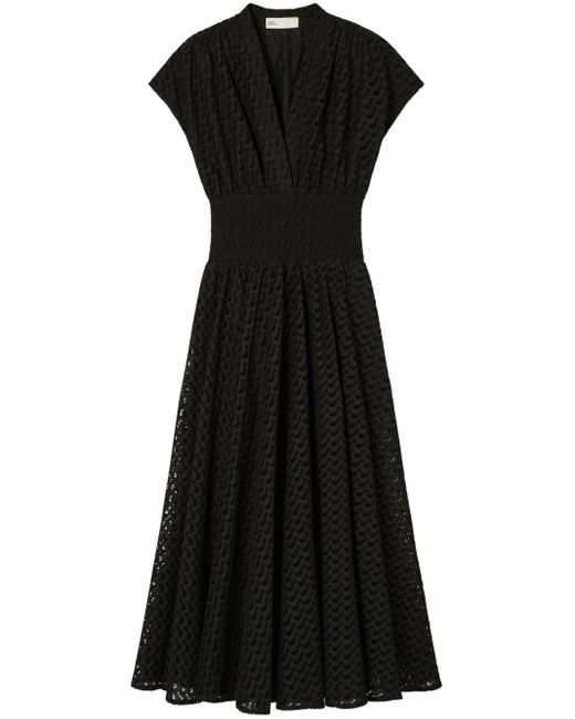 Tory Burch Black Embroidered Cotton Dress