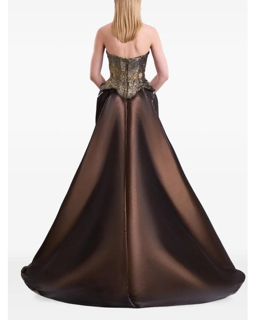 Gemy Maalouf Black Sequin-Embellished Strapless Dress
