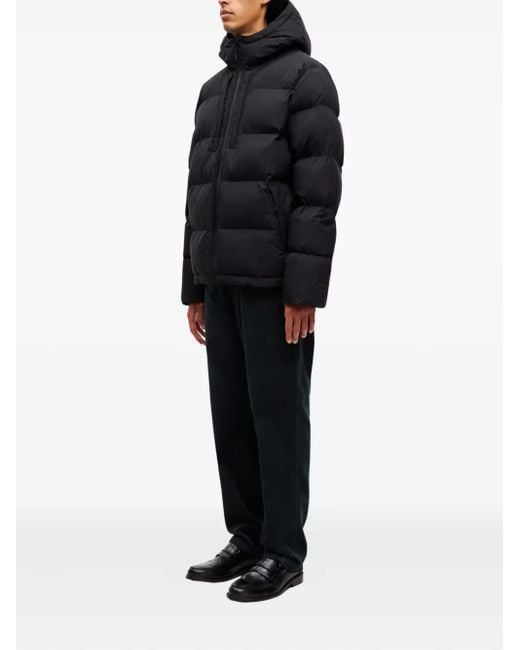Samsøe & Samsøe Black Hooded Puffer Jacket for men