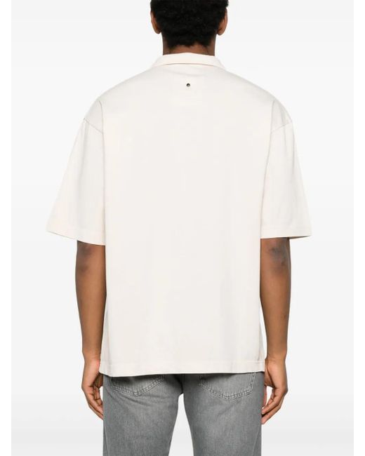 White Sand White Cotton Polo Shirt for men