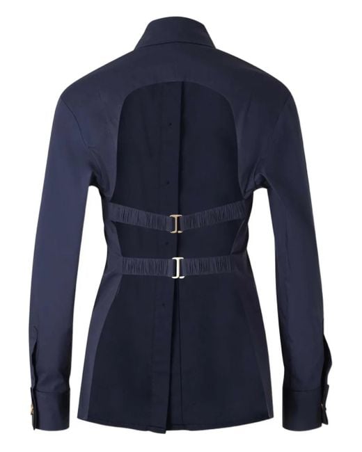 Cult Gaia Blue Button-Fastening Open-Back Blouse