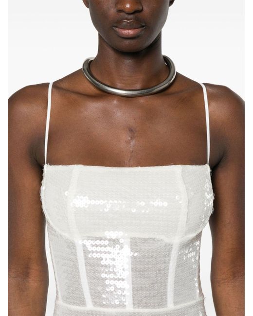 Nensi Dojaka White Sequinned Maxi Dress