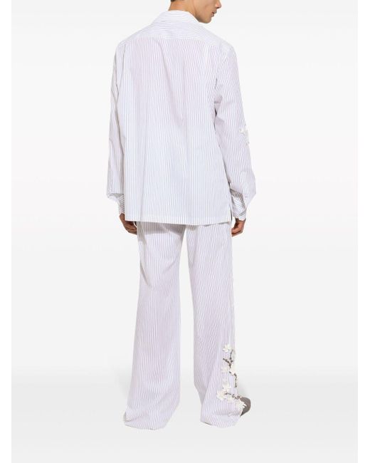 Dolce & Gabbana Gestreept Overhemd Met Bloemapplicatie in het White voor heren