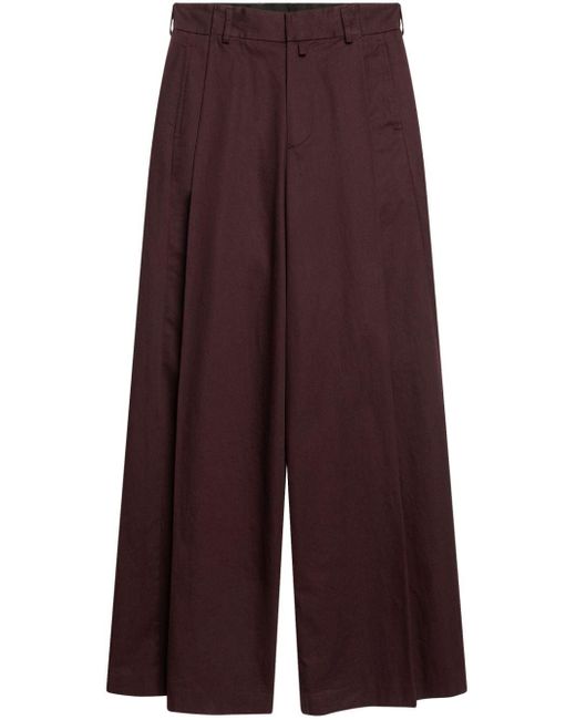 Dries Van Noten Purple Pleat-detail Low-rise Trousers for men