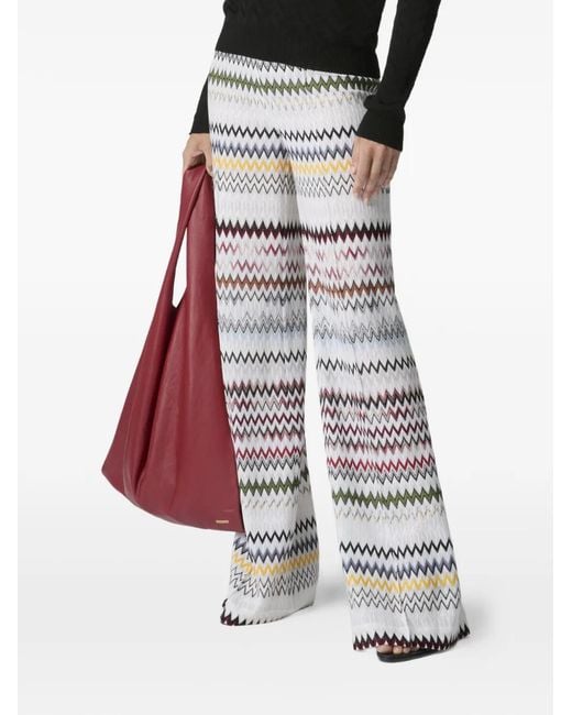 Missoni White Zigzag-Pattern Trousers