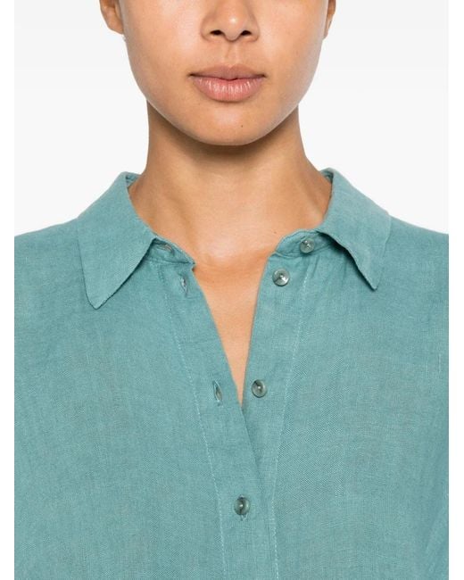 Momoní Blue Chemise En Lin Elafonissi À Manches Courtes