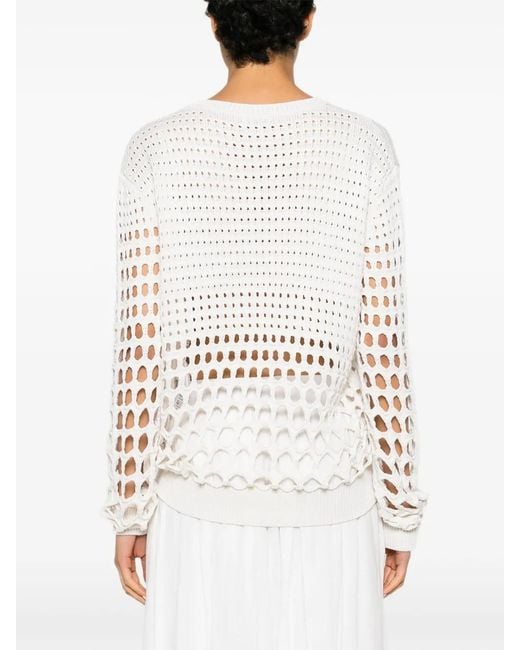 Chloé White Open-Knit Sweater