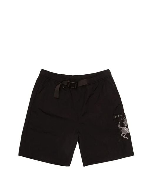 Sinclair Black Mesh-Pocket Belted Shorts for men