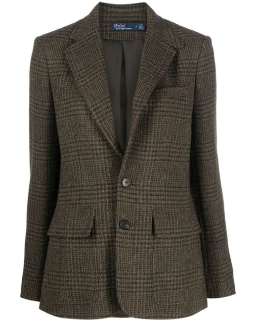 Polo Ralph Lauren Green Houndstooth Single-breasted Blazer