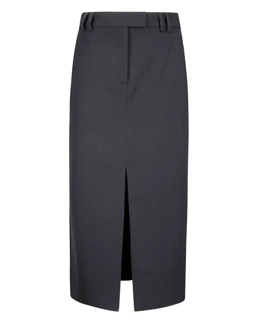 Alberto Biani Blue Front-Slit Midi Skirt