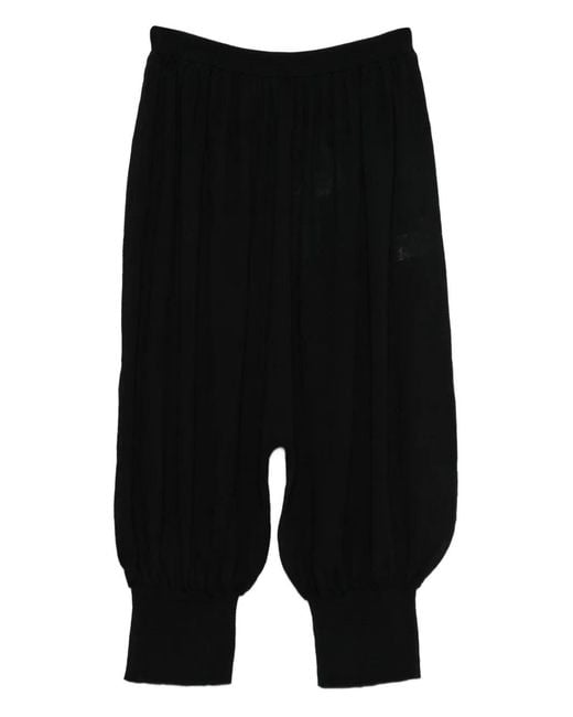 Paloma Wool Black Gathered Merino-Wool Pants