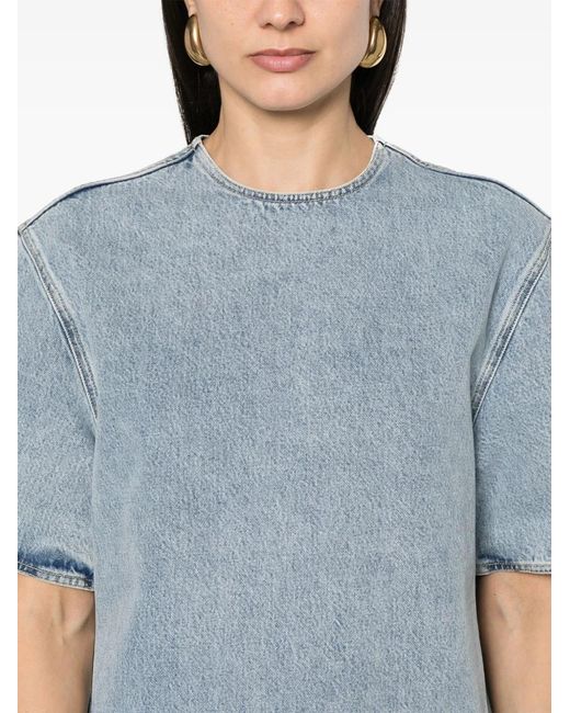 Totême Blue Short-Sleeve Denim Midi Dress