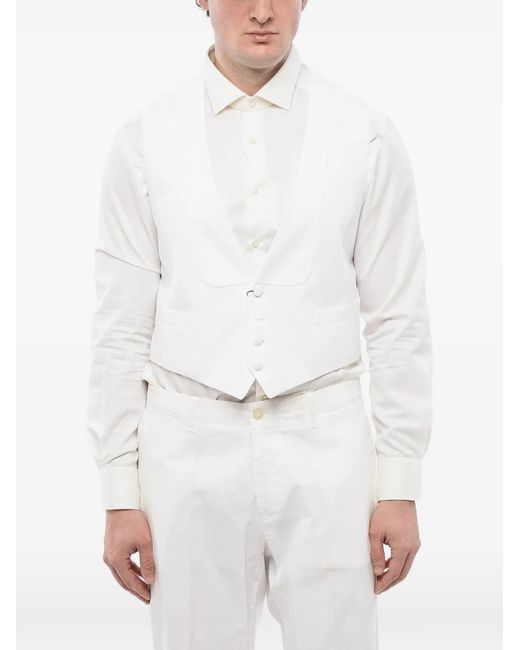 Corneliani White Martingale-Back Single-Breasted Waistcoat for men
