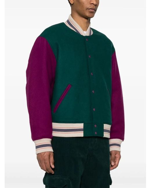 Acne Green Colour-Block Felted Jacket